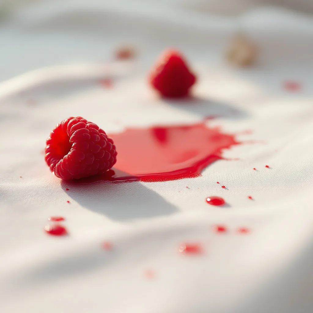Détachage naturel d'une tache de fruit rouge sur du coton blanc