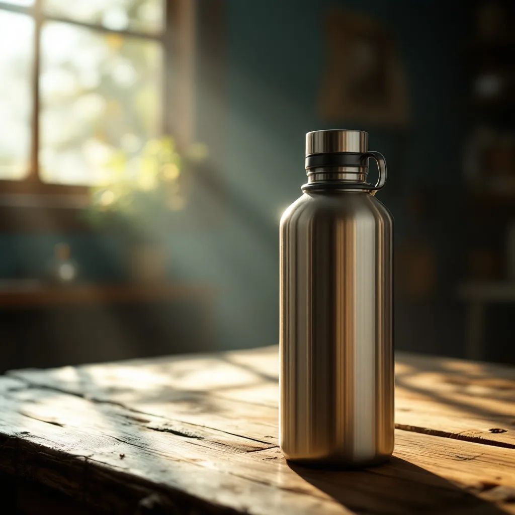 Gourde en inox étincelante après un nettoyage naturel