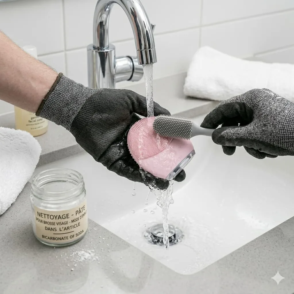 Nettoyage d'une brosse nettoyante visage électrique