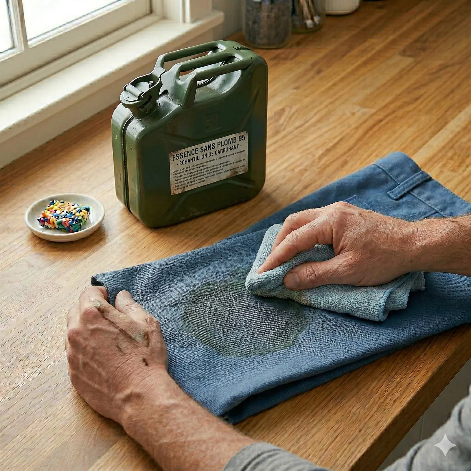 Nettoyage de taches d'hydrocarbures sur un textile