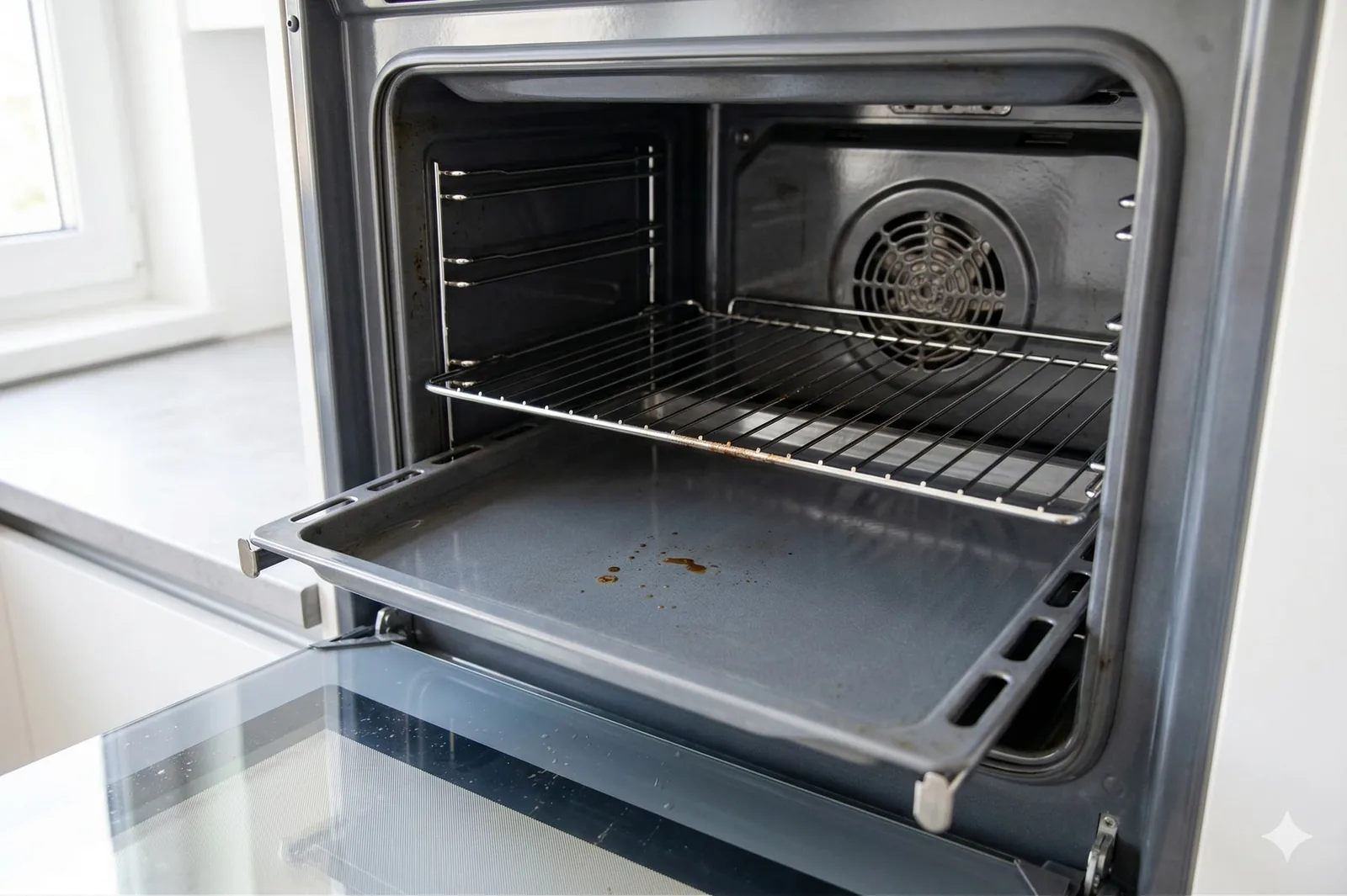 Intérieur d'un four parfaitement propre après décapage
