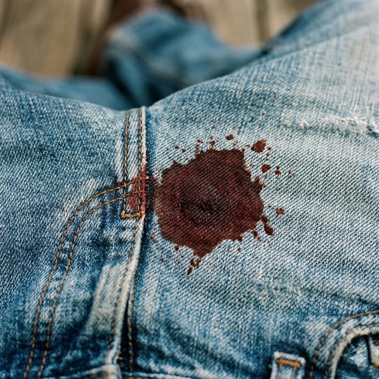 Nettoyage d'une tâche de sang sur un pantalon en jean avec de l'eau froide