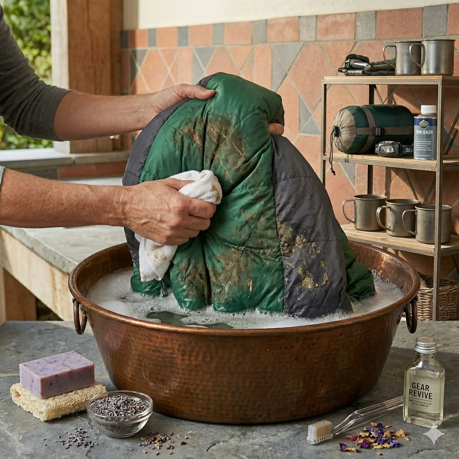 Sac de couchage propre et aéré après lavage