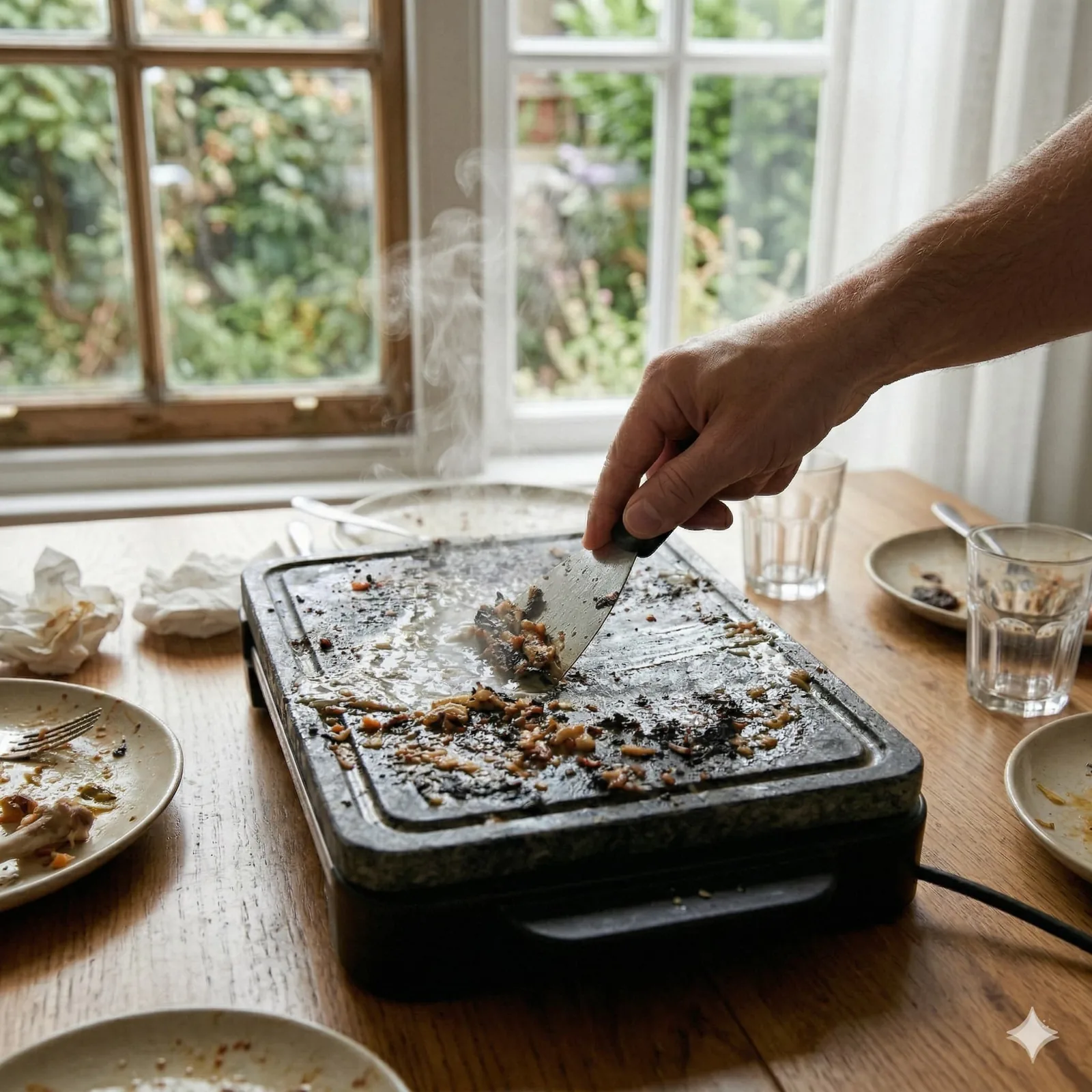 Nettoyage d'une pierre à griller avec des produits naturels