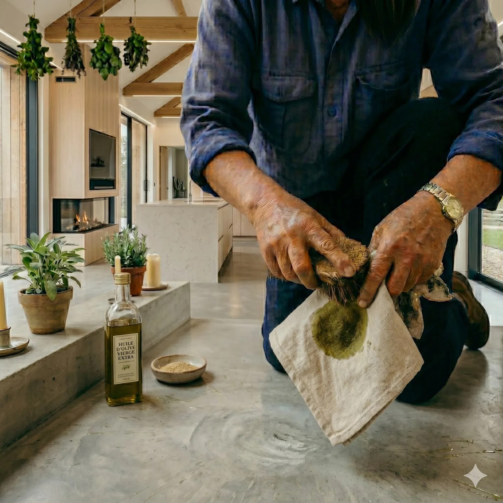 Détachage d'un vêtement taché par de l'huile alimentaire