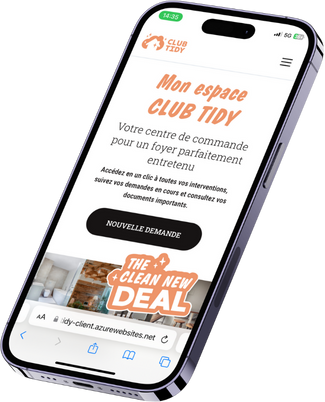 Application Club Tidy Pro sur iPhone pour emploi femme de ménage mon espace