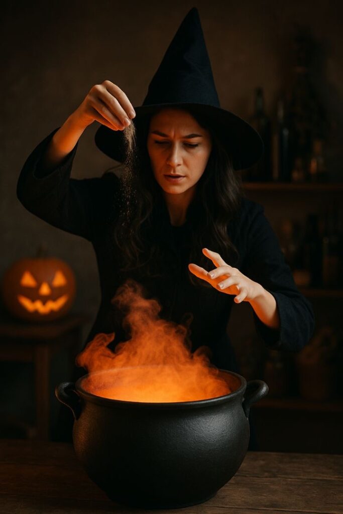 Sorciere préparant une potion pour le ménage