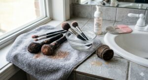 Nettoyer pinceau de maquillage