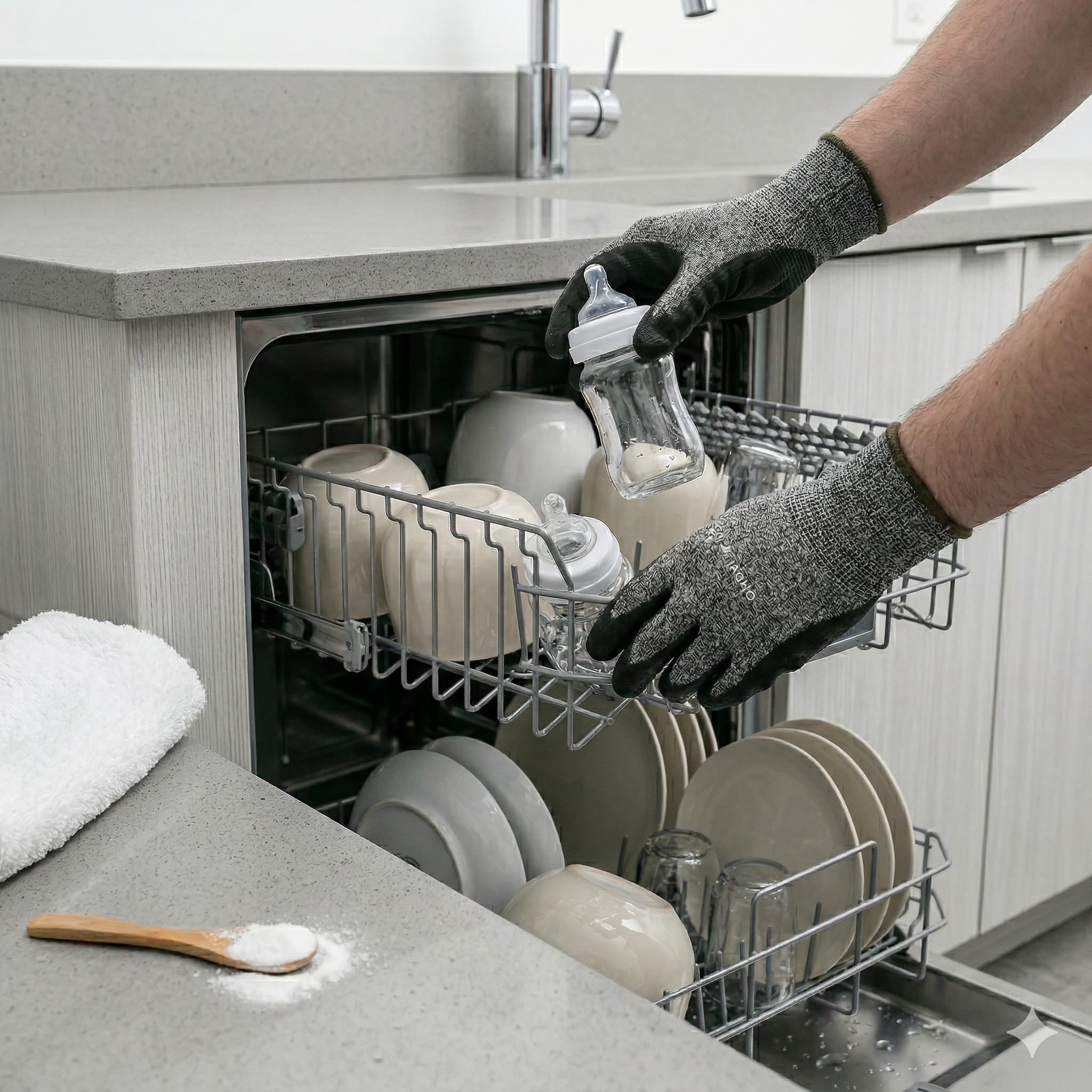 Intérieur d'un lave-vaisselle propre et brillant