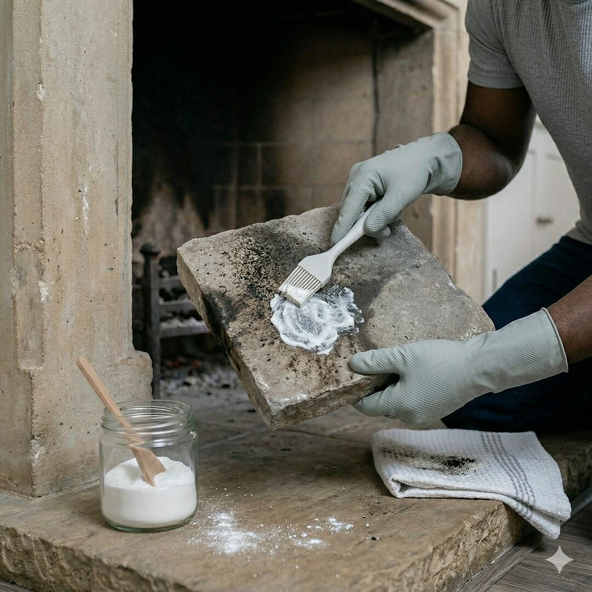 Nettoyer pierre de cheminée