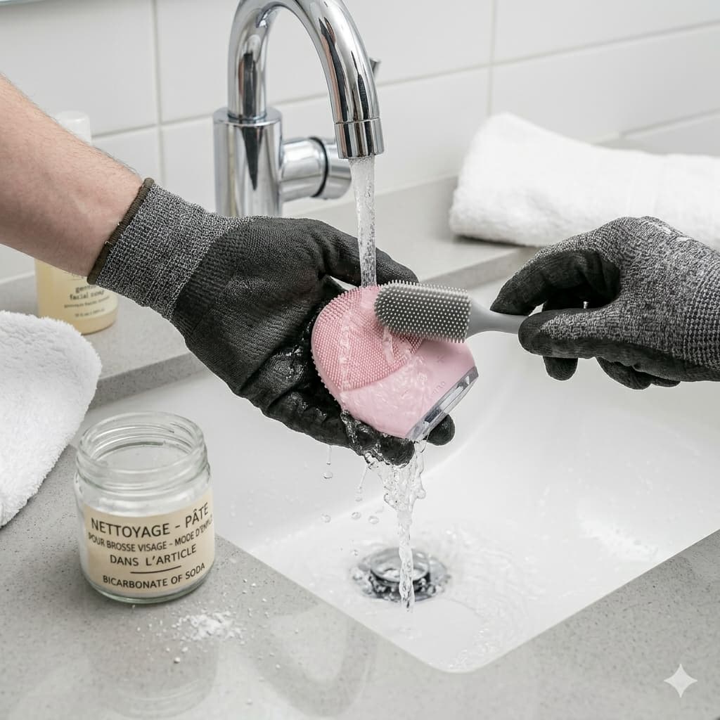 Nettoyage d'une brosse nettoyante visage électrique