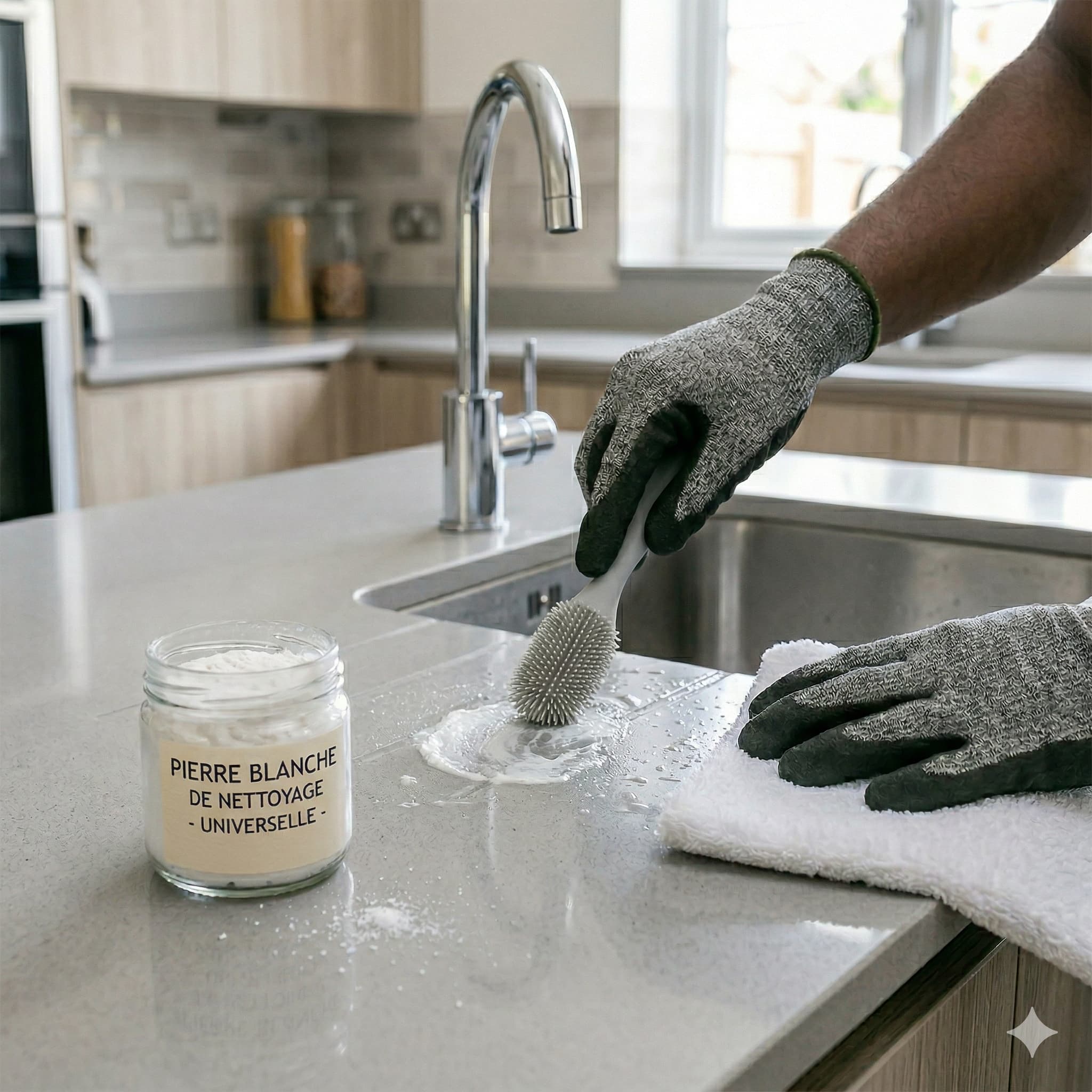 Nettoyage à la pierre blanche